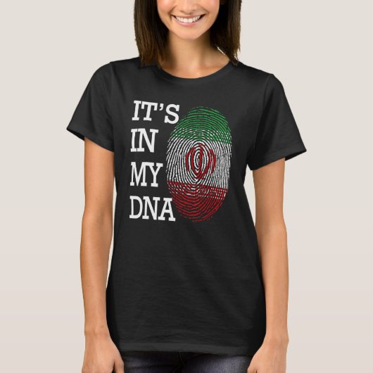It's in my DNA quote Flag of Iran fingerprint T-shirt (Voorkant)
