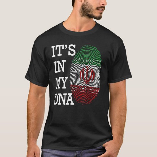 It's in my DNA quote Flag of Iran fingerprint T-shirt (Voorkant)
