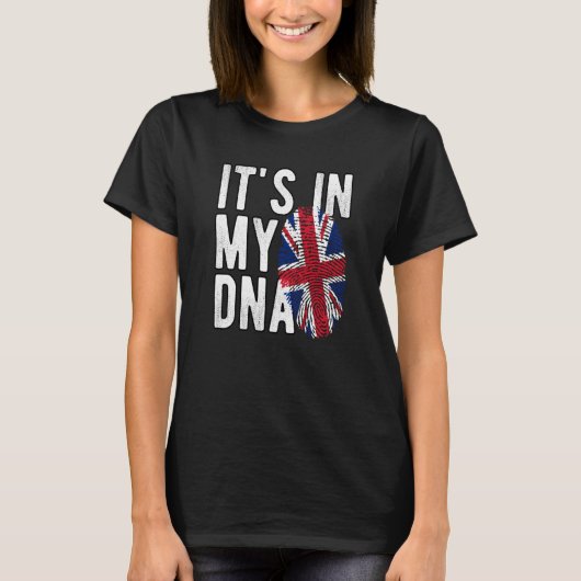 It's In My DNA Union Jack Fingerprint British Isle T-shirt (Voorkant)