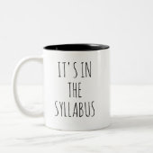 It's In The Syllabus Teacher Mug Funny Professor Tweekleurige Koffiemok (Links)