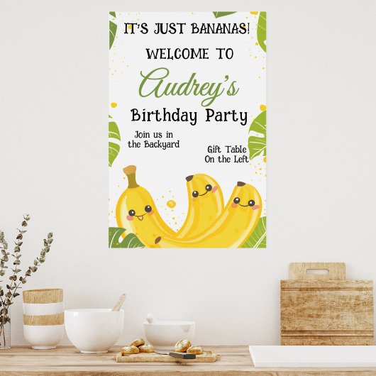 It's Just Bananas Any Age Birthday Party Poster (Keuken)