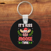 It's Kiss Moose Time Play On Words For Christmas Sleutelhanger (Voorkant)