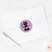 IT'S LOVE - Schattigee zwarte kat en harten Sticke Ronde Sticker (Envelop)