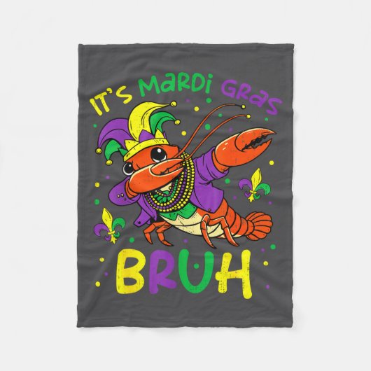 Its Mardi Gras Bruh Crayfish Dab Jester Beads Boys Fleece Deken (Voorkant)