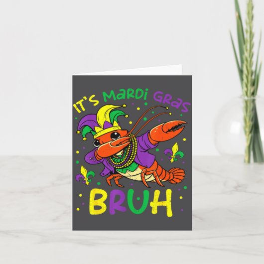 Its Mardi Gras Bruh Crayfish Dab Jester Beads Boys Kaart (Voorkant)