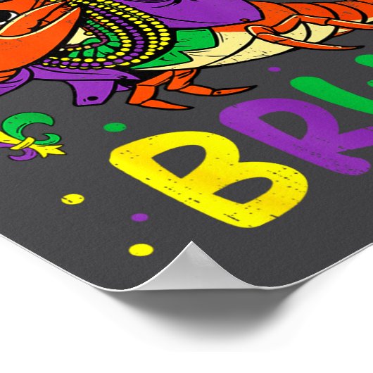 Its Mardi Gras Bruh Crayfish Dab Jester Beads Boys Poster (Hoek)