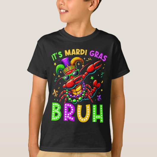 It's Mardi Gras Bruh Dabbing Crawfish Carnival Boy T-shirt (Voorkant)