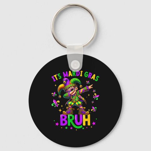It's Mardi Gras Bruh Dabbing Leprechaun Jester New Sleutelhanger (Voorkant)