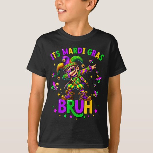 It's Mardi Gras Bruh Dabbing Leprechaun Jester New T-shirt (Voorkant)