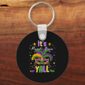 It's Mardi Gras Y'all Feathered Mask Carnival Men  Sleutelhanger (Voorkant)