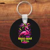 Its Mardi Gras Yall Pink Flamingo Wearing Jester H Sleutelhanger (Voorkant)