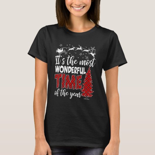 It's Most Wonderful   Time Christmas Buffalo Red P T-shirt (Voorkant)