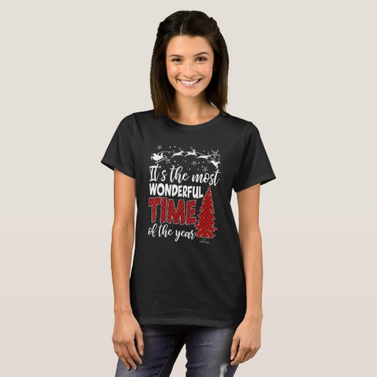 It's Most Wonderful   Time Christmas Buffalo Red P T-shirt (Voorkant volledig)