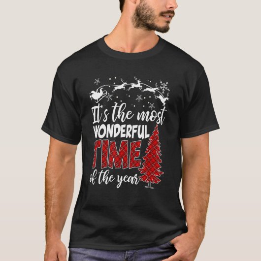 It's Most Wonderful Time Christmas Buffalo Red P T-shirt (Voorkant)
