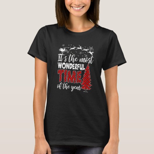 It's Most Wonderful  Time Christmas Buffalo Red Pl T-shirt (Voorkant)
