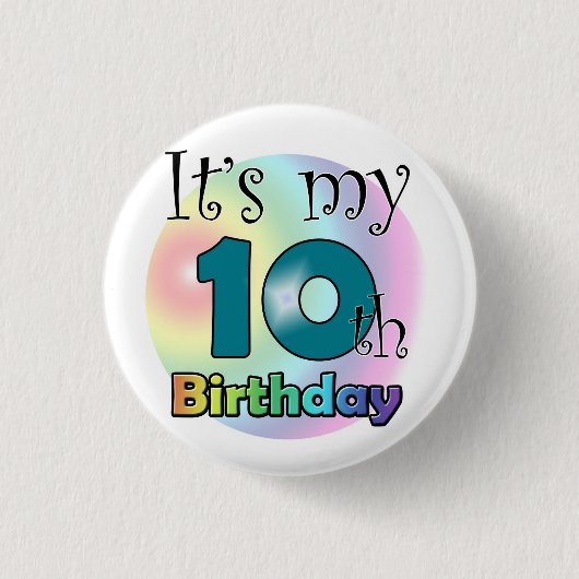 It's my 10th Birthday (blue) Ronde Button 3,2 Cm (Voorkant)