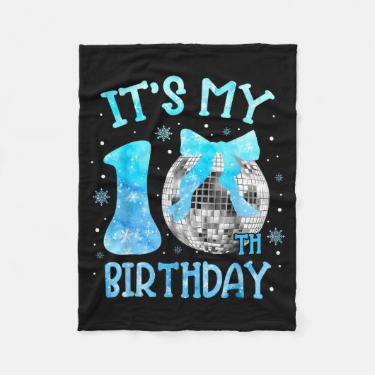 Its My 10th Birthday Coquette Bow Disco 10 Year Ol Fleece Deken (Voorkant)