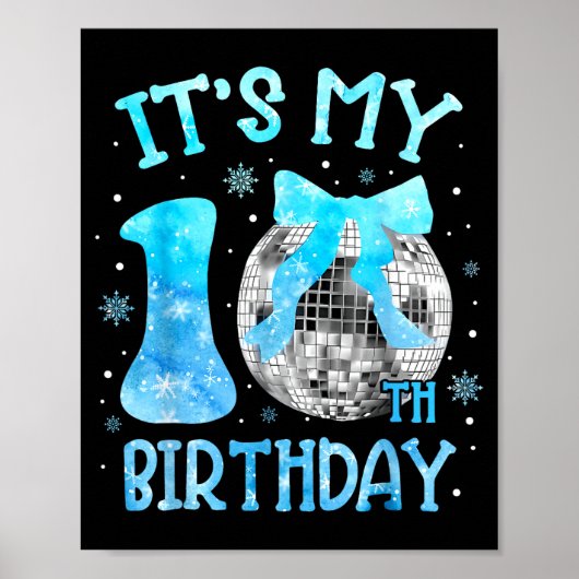 Its My 10th Birthday Coquette Bow Disco 10 Year Ol Poster (Voorkant)