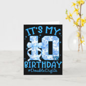 It's My 10th Birthday Girl Blue Coquette Bow 10 Ye Kaart (Gele Bloem)