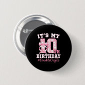 Its My 10th Birthday Girl Double Digits Coquette B Ronde Button 5,7 Cm (Voorkant /achterkant)