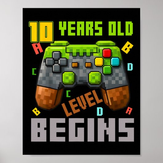 It's My 10th Birthday Pixel Gaming Controller 10 Y Poster (Voorkant)