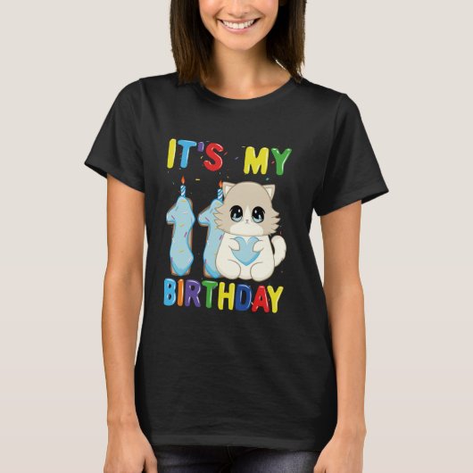 It's My 11th Birthday Boy 11 Year Old Ragdoll Cat T-shirt (Voorkant)