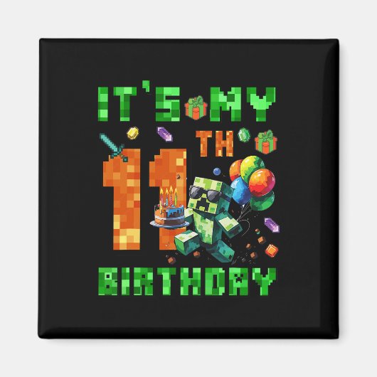 It's My 11th Birthday Pixel Number Video Game Game Magneet (Voorkant)