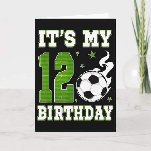 It's My 12th Birthday Boy Soccer 12 Years Old Socc Kaart (Voorkant)