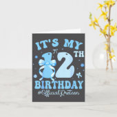 It's My 12th Birthday Girl Coquette Bow Blue 12 Ye Kaart (Gele Bloem)