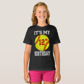 It's My 12th Birthday Girl Softball 12 Year Old T-shirt (Voorkant volledig)