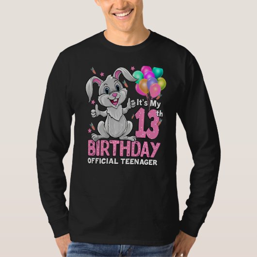 It's My 13th Birthday Rabbit 13th Birthday 13 Year T-shirt (Voorkant)