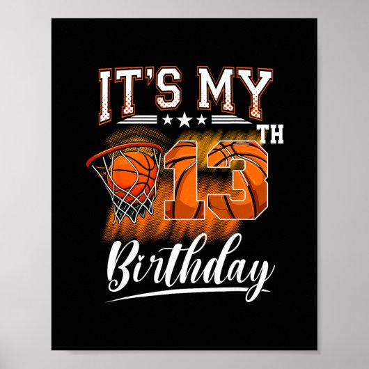 It's My 13th Birthday Sketll Theme 13 Years Old Bi Poster (Voorkant)