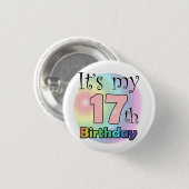 It's my 17th Birthday (roze) Ronde Button 3,2 Cm (Voorkant /achterkant)