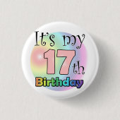 It's my 17th Birthday (roze) Ronde Button 3,2 Cm (Voorkant)