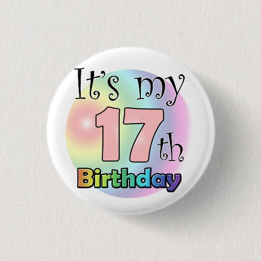 It's my 17th Birthday (roze) Ronde Button 3,2 Cm (Voorkant)