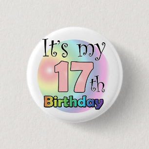 It's my 17th Birthday (roze) Ronde Button 3,2 Cm