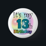 It's my 18th Birthday Ronde Button 3,2 Cm<br><div class="desc">Blauw het is mijn achtiende verjaardag button</div>