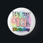 It's my 18th Birthday (roze) Ronde Button 3,2 Cm<br><div class="desc">Roze het is mijn achtiende verjaardag button</div>