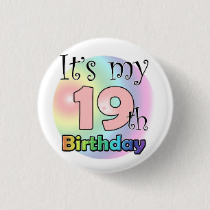 It's my 19th Birthday (roze) Ronde Button 3,2 Cm