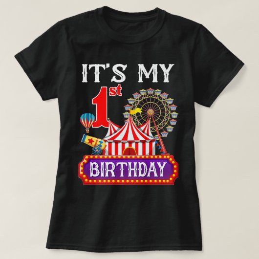 It's My 1st Birthday Ringmaster Circus Theme Carni T-shirt (Design voorkant)