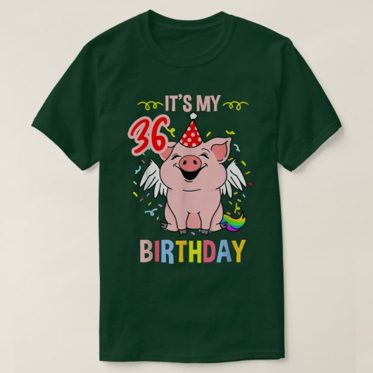 Its My 36th Birthday Pig 3348 T-shirt (Design voorkant)