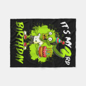 Its My 3rd Birthday Zombie 3 Years Old Happy Hallo Fleece Deken (Voorkant (Horizontaal))