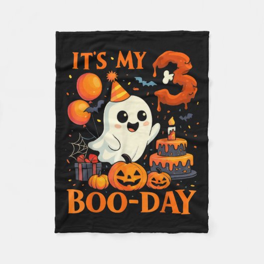 It's My 3rd Boo-day Birthday Halloween Ghost 3 Yea Fleece Deken (Voorkant)