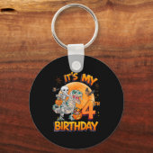 Its My 4th Birthday Dinosaur Skeleton Mummy Hallow Sleutelhanger (Voorkant)