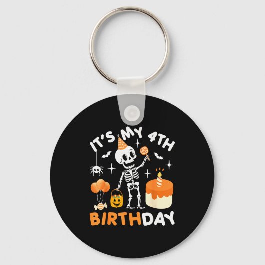 It's My 4th Birthday-funny Halloween Skeleton 4th Sleutelhanger (Voorkant)