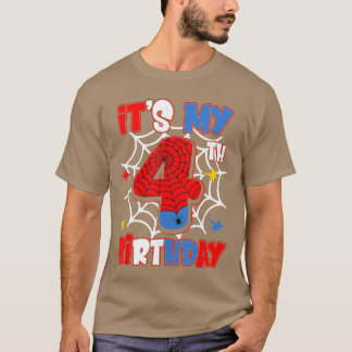 Its My 4th Birthday Spiderheme Party 4 Year Old Bo T-shirt
