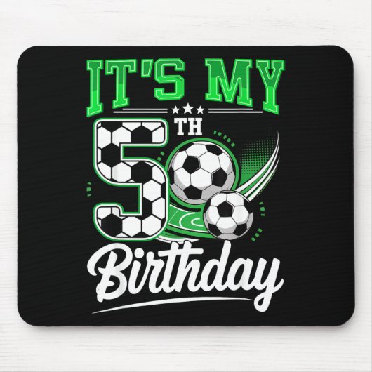 It's My 5th Birthday Boy Soccer Ball 5 Year Old Nu Muismat (Voorkant)