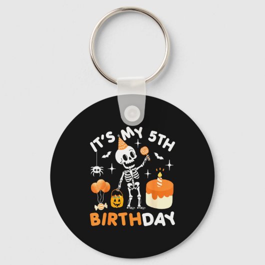 It's My 5th Birthday-funny Halloween Skeleton 5th Sleutelhanger (Voorkant)