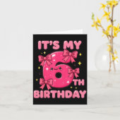 It's My 6th Birthday Coquette Bow Girl Cute 6 Year Kaart (Gele Bloem)