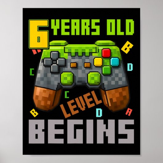 It's My 6th Birthday Pixel Gaming Controller 6 Yea Poster (Voorkant)